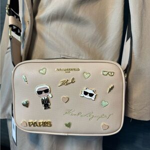 Karl Lagerfeld Beige Crossbody Bag with Gold Accents - NWT